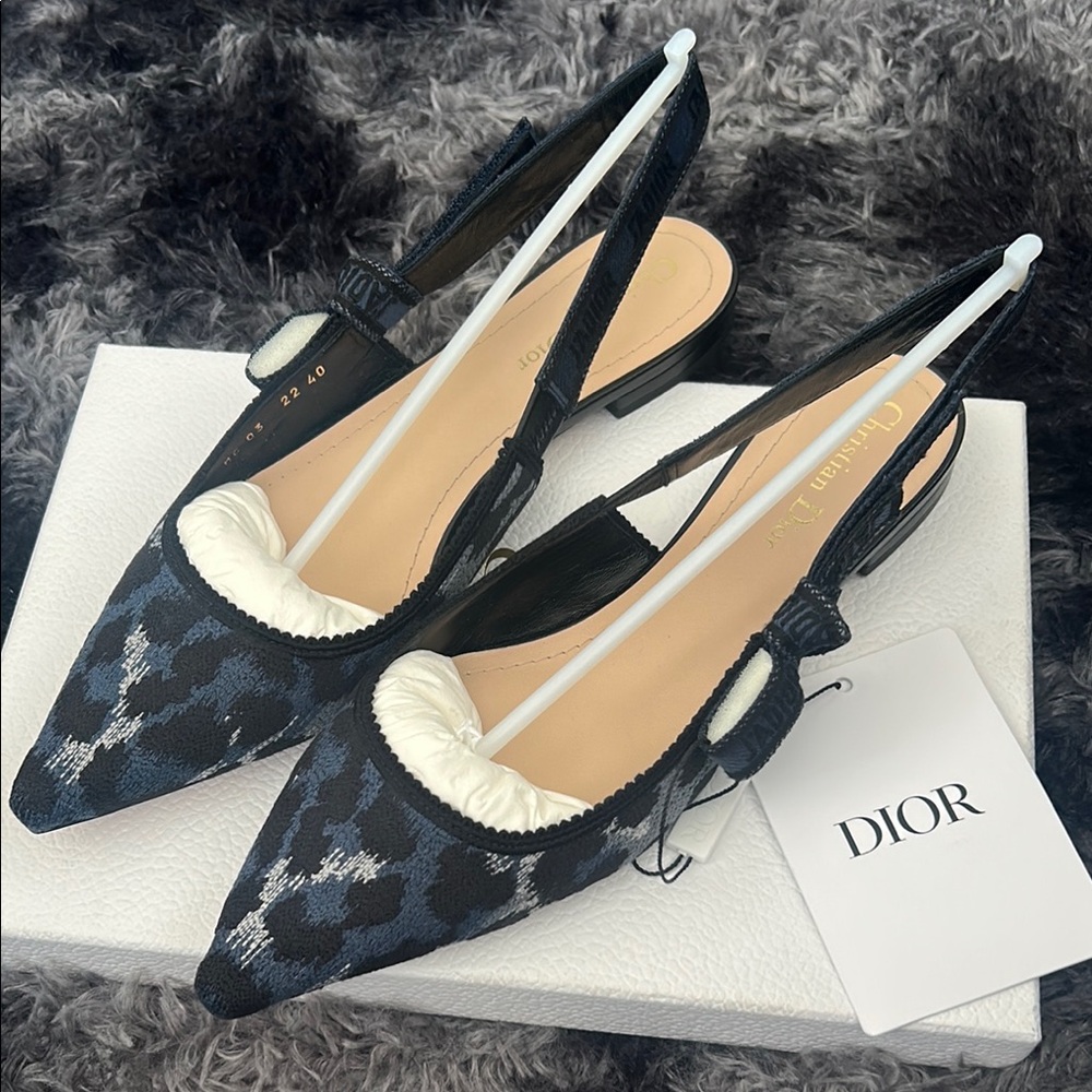 Dior Women's Black and White Slingback Shoes